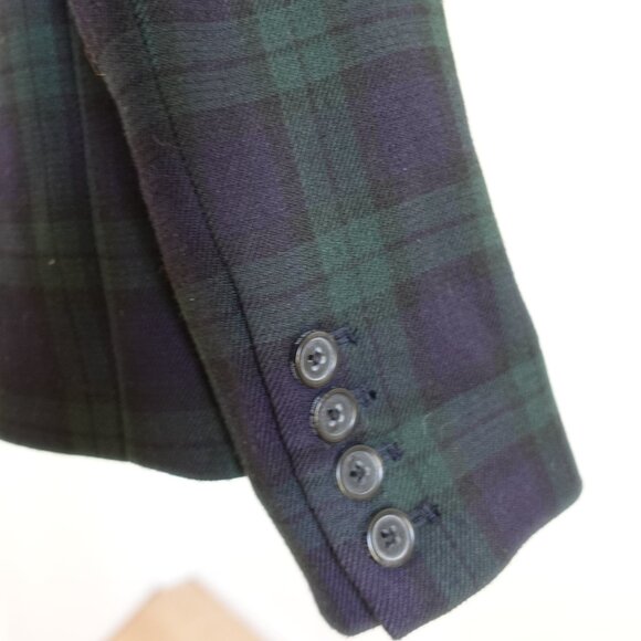 Vintage | Anne Klein Blue and Green Tartan Plaid Blazer - Size 4 - Picture 6 of 8